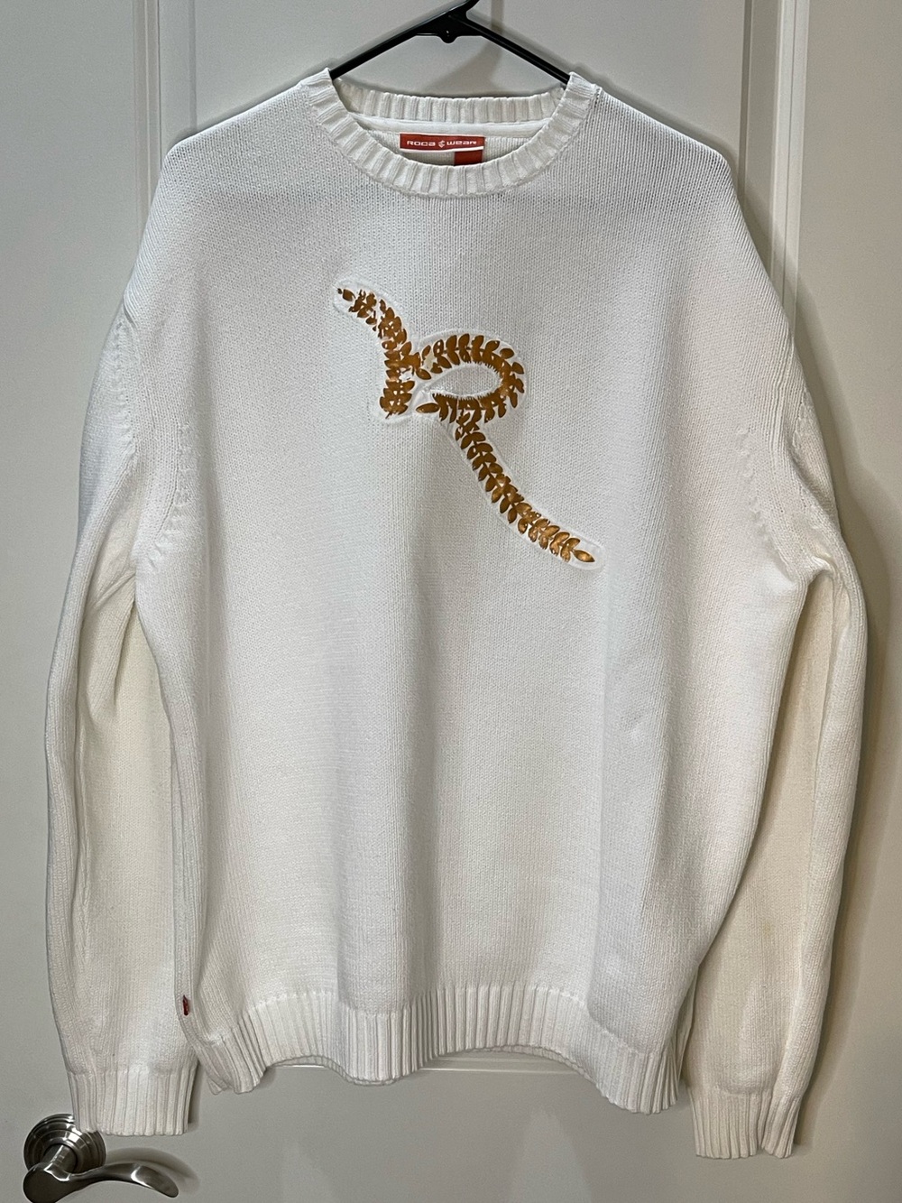 Rocawear White 100% Cotton Crewneck Sweater with Logo 3XL